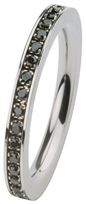 Ernstes Design Vorsteckring, ED vita Ring, schmaler Ring aus Edelstahl 2,5 mm R265 WH mit Zirkonia rundherum Farbe schwarz (62 (19.7))