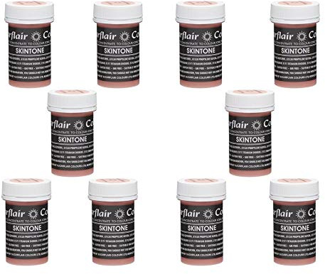 Sugarflair Pink Honey Pastel Food Colouring Paste, Highly Concentrated for Use with Sugar Pastes, Buttercream, Royal Icing or Cake Mix, Subtle Colour Dye - 25g (Pack of 10)