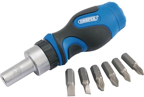 Draper 7 Piece Stubby Ratchet Screwdriver and Bit Set