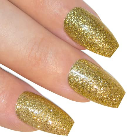 Bling Art Ballerina False Nails Fake Coffin Gel Gold Acrylic Long 24 Tips Glue