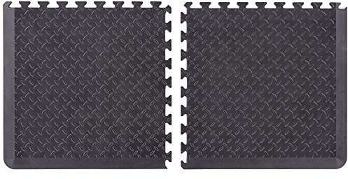 Unicomfort Anti Ermüdungsmatte - 2 Eckstücke - 60 x 60 x 1.5CM - Werkstattmatte für Stehende Berufe - Fördert die Blutzirkulation - Reduziert Ermüdung - Schwarz