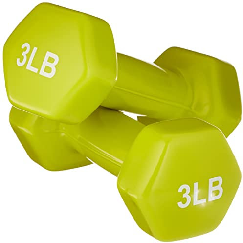 Amazon Basics – Kurzhanteln mit Vinylbeschichtung, 3 lbs (1,4 kg), Gelbgrün, 2 Stück, Zitrone