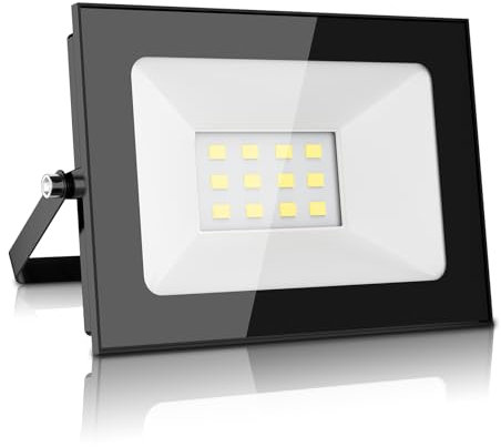 papasbox 12V 10W LED Fluter, Superhell 800LM Strahler Außen Flutlicht 3000K Warmweiß, Wasserdicht IP65 Scheinwerfer Wandleuchte für Garten, Hof, Terrasse, Quadrat, Fabrik