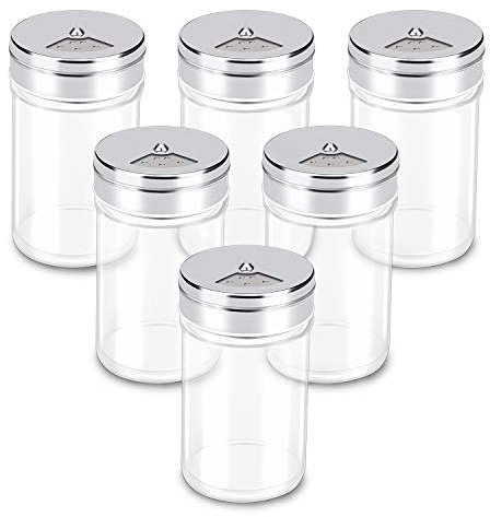 Spice Jars, Segarty 6 Pack 3 oz Spice Bottles with Shaker Lids, Glass Empty Storage Containers with Adjustable Stainless Steel Flow Top for Your Regularly Used Spices