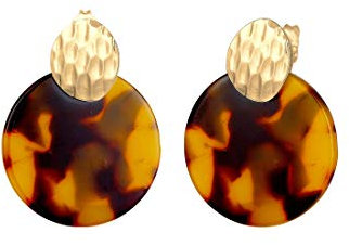 Elli Ohrringe Damen Hänger Gehämmert mit Azetat Leo-Look in 925 Sterling Silber vergoldet
