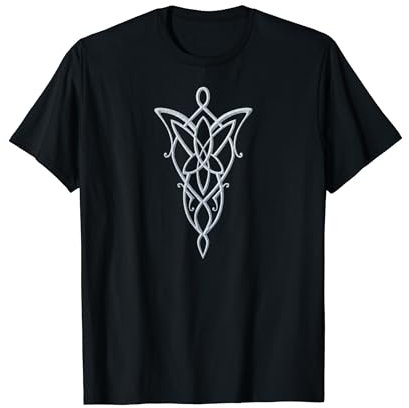 Warner Bros. Lord of the Rings Arwen Necklace T-Shirt - Unisex Erwachsene, Damen, Unisex-Kinder - Schwarz - S - Kurzarm - Klassische Passform - V-Ausschnitt