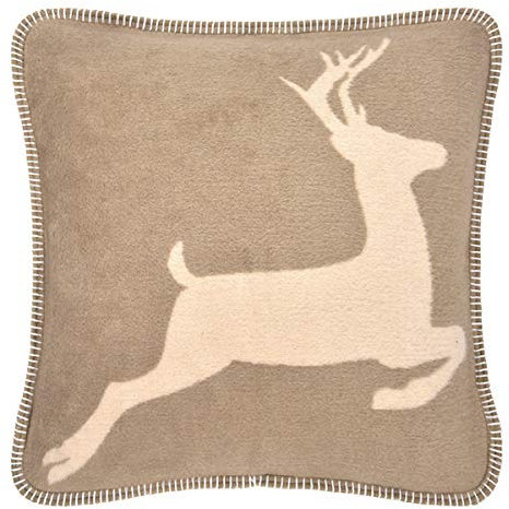 pad - Hirsch - Kissen, Zierkissen, Kissenhülle - 50 x 50 cm - Farbe: Taupe, Beige - Kuschelweich - ohne Füllung