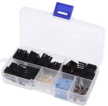 Tenlacum TO-220 Aluminium Kühlkörper Set Triode Kühlkörper eloxiert, schwarz