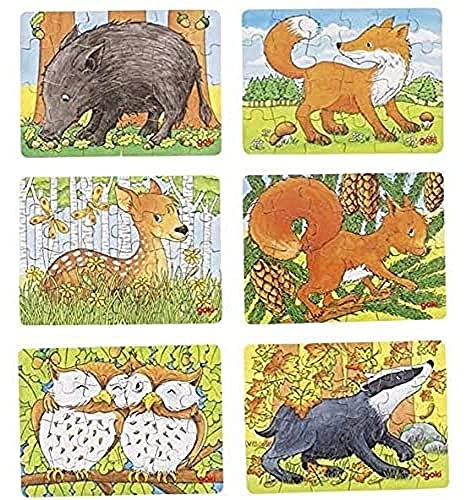 Minipuzzle Waldtiere: Puzzle bestehend aus 24 Teilen. Geliefert Wird eins von sechs Motiven