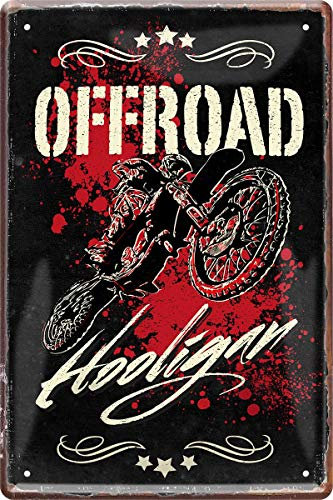 WOGEKA ART Retro Blechschild - Offroad Hooligan Motorrad Motocross Biker - witziger Spruch als Geschenk-Idee zum Geburtstag Weihnachten zur Dekoration 20x30 cm Vintage-Design aus Metall 967