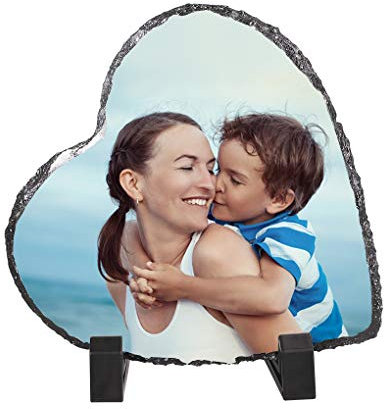 RUIXIA Schieferplatte mit Foto Bedrucken Lassen, Personalisierte Benutzerdefinierte Schieferplatte Schiefertafel mit Individuellem Fotodruck und Ständer für Geschenk Familie Jahrestag, Geburtstag
