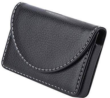 Agatige Porta Tarjetas de Visita, Estuche de Cuero para Tarjetas con Cierre magnético portátil para Tarjetas de identificación Tarjetas de crédito Insignias Regalos de Oficina para Hombres(Negro)