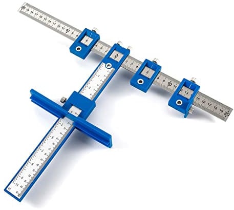Trintion Punch Locator Adjustable Cabinet Hardware Jig Drill Guide Template Drilling Dowelling Hole Kitchen Door Handle Jig for Installation of Handles Knobs on Doors or Drawer Pull