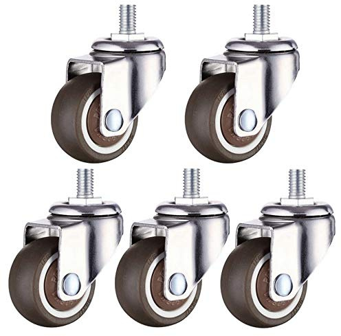 5X Rotelle Sedia Ufficio,Ruote Girevoli Gomma,Rotelline Ricambio Sedie Girevoli,Silenzioso Super,Perno Filettato M10x15mm,per Pavimenti Duri,Parquet,Laminato,Piastrelle o Pavimento in Pietra(2inch)