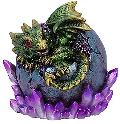 Nemesis Now Emerald Hatchling Glow Green Dragonling Crystal Figurine Smaragdgrüne Drachenfigur, Harz, grün, 12,5 cm