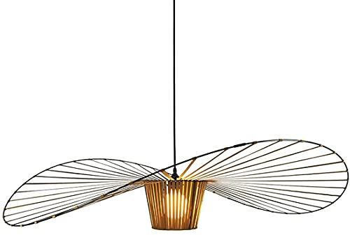 GLZXMQBP Vertigo Lampe 120cm Braun Retro Pendelleuchten, Modern LED Kronleuchter Wohnzimmer Vintage Hut Kreative für (einstellbare Lichthöhe) in Fiberglas + Polyurethan