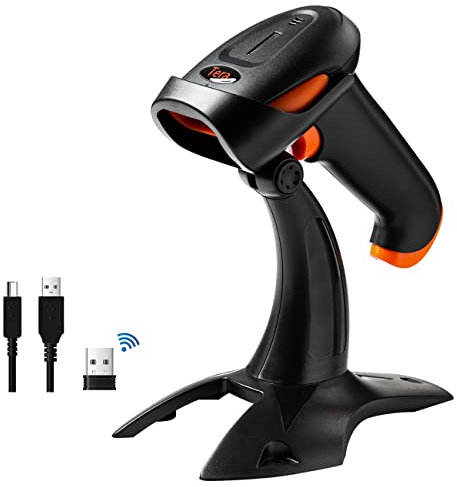 Tera 2D Bluetooth Wireless QR Barcode Scanner mit Ständer 3-in-1 Bluetooth 2,4 GHz Wireless und USB Wired Handheld Barcode Reader Bild QR Bar Code Reader mit Ständer, HW0001, Orange
