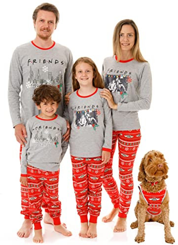 FRIENDS Christmas Family Pyjamas | Central Perk Festive PJs Set Men, Women, Boys, Girls and Pets | Xmas Dog T-Shirt