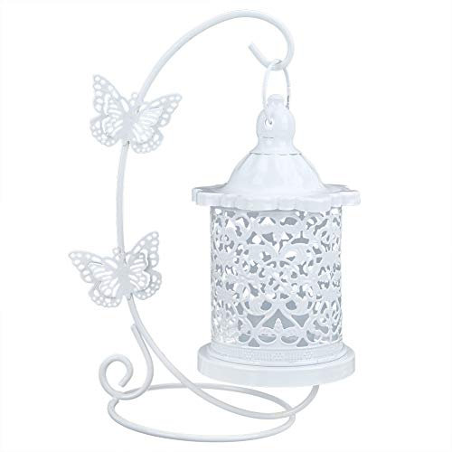 Cyrank Linternas de Vela Decorativas Blancas, Linterna Colgante de Jaula de pájaros, candelabros de época, candelabro de candelita Europeo para Fiestas, Bodas