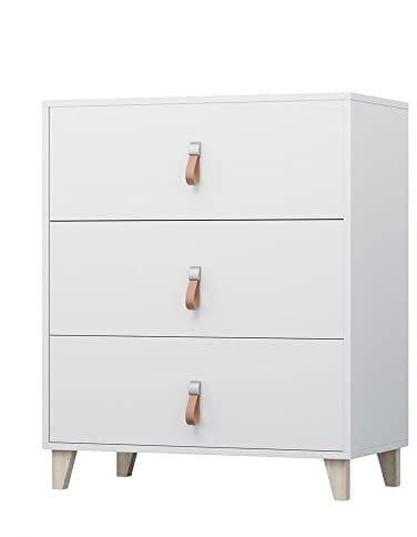 mb-moebel Moderne Kommode mit Schublade Weiß Sideboard Schrank Highboard | Wohnzimmer, Kinderzimmer, Esszimmer, Flur & Diele 80x96x45 FAGO 3S