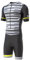 Herren Fahrrad-Skinsuit Gel gepolstert Einteiler Trisuit Bike Top kurzes Sublimiertes Design, schwarz / grau, M