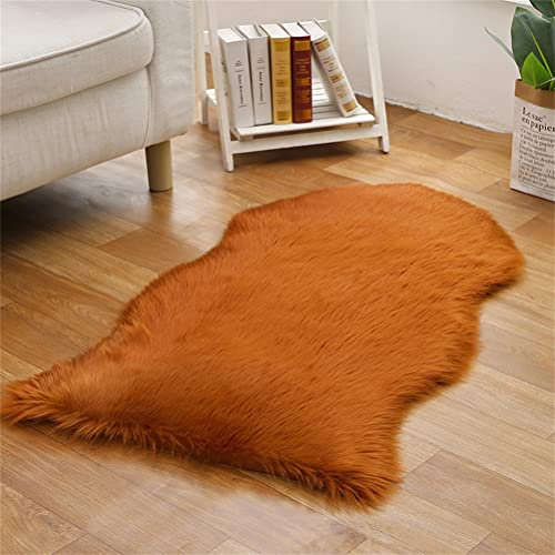 Tomifine Faux Lammfell Teppich, Kunstfell Dekofell Teppich Flauschiger Schaffell Bettvorleger für Schlafzimmer Bett oder Wohnzimmer Sofa Matte (60x120 cm,Braun 5)