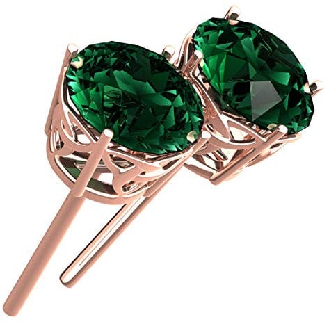 GWG Jewellery 18K Rose Gold Coated Emerald Green Stone Trinity Knots Stud Earrings in Gift Box for Women
