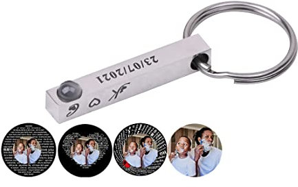 Personalisierter Foto-Projektions-Schlüsselanhänger, individueller runder Anhänger, Schlüsselanhänger mit Bild im Inneren, romantische Geschenke für Männer und Frauen, Schlüsselanhänger 1, G