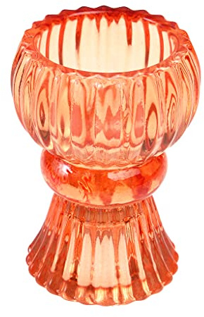 Double Ended Burnt Orange Glass Candle Holder