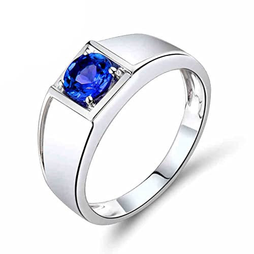 Ringe für Herren Ausgefallen, Ring Cute Weißes Gold 18 Karat Weißgold 0.61ct Tansanit Einfach mit Edelsteinen Eheringe Verlobung Größe 66 (21.0)