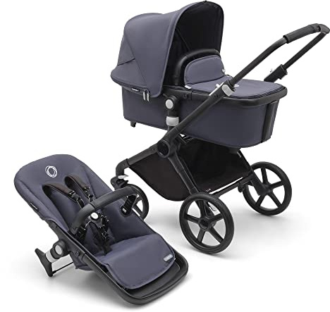 Bugaboo Fox Cub All-Terrain Stroller, Lightweight and Strong Pram | Baby Pushchair, Durable Design and Extra-Large Sun Canopy, One-Piece Self-Standing Fold, Stormy Blue