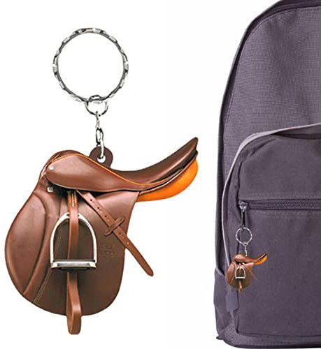 Schlüsselanhänger mit Pferde-Sattel, Acryl, flache Pferde-Sattelform, Schlüsselanhänger für Schulranzen Pewell