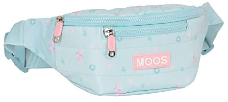 MOOS - Bauchtasche mit Außentasche, ideal für Jugendliche und Kinder unterschiedlichen Alters, bequem und vielseitig, Qualität und Stärke, 23 x 9 x 12 cm, Türkis, Blau/Türkis, Estándar, Casual