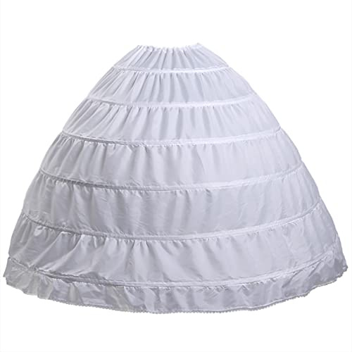 Damen Crinoline Petticoat 6 Reifen Rock A-Linie Slip Bodenlang Unterrock für Hochzeitskleid Ballkleid