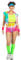 WILBERS & WILBERS 4931 - Aerobic-Fitness-Outfit für Damen, dreiteilig, Neonfarben, Kostüm Karneval, 38