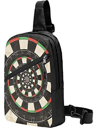 Darts Target Sling Bag für Damen & Herren, faltbare Brusttasche – Sling Rucksack für Reisen Wandern Schwarz Einheitsgröße, #1228