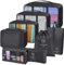 Koffer Organizer Set 8-teilig, Packing Cubes, Wasserdichte Reise Kleidertaschen, Packtaschen für koffer, Verpackungswürfel mit Schuhbeutel, USB Kabel Tasche(Schwarz)