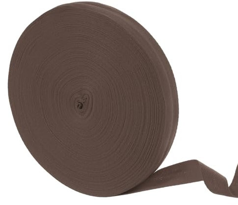 QUARKZMAN Baumwoll Schrägband 45 m x 25mm, Baumwollband Nahtband Gurtband Köperband Stoffband Einfassband zum Nähen für Handwerk Nähen Stricken Kleidung DIY-Basteln, Braun