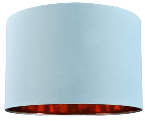 Contemporary and Chic Duck Egg Cotton 12 Table or Pendant Circular Drum Lamp Shade with Shiny Copper Inner - 60watt Maximum by Happy Homewares