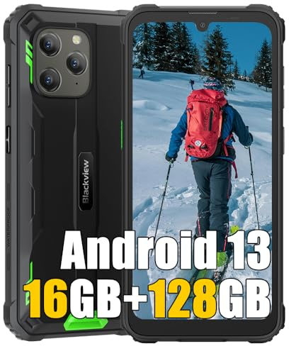 Blackview BV5300 Plus 16GB+128GB Rugged Smartphone 2024, 1TB Espandibile Android 13 Telefono Cellulari Resistente IP68, 13MP+5MP, 6,1 HD+ 6580mAh Dual 4G LTE Cellulare Offerta, OTG, GPS, FM, Verde