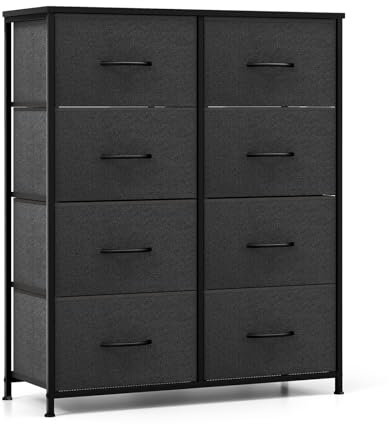COSTWAY Kommode mit 8 Schubladen, Stoffkommode mit Metallgestell & Tischplatte, Aufbewahrungskommode für Schlafzimmer, Wohnzimmer, 80 x 30 x 92 cm