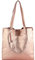 modamoda de - T247 - Sac cabas en cuir italien avec poche intérieure amovible, or rose métallisé, L