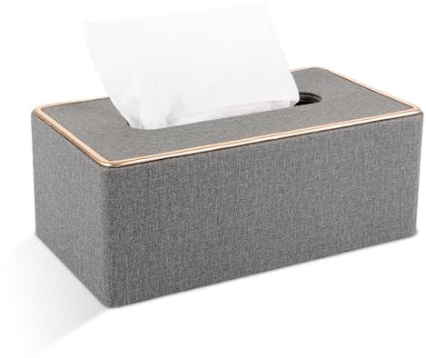 GBACHOOSE Kosmetiktücher Box, Taschentuchbox PU Leder, Taschentücher Box Spender, Tissue Box 25 x 13,5 x 9,5 cm, Kosmetiktücherbox, Tücherbox Rechteckig für Zuhause, Esszimmer, Büro, Auto (Grau)