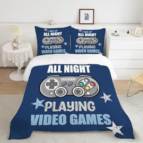 INTOMENG Mädchen Bettwäsche Kinder Set Bringen Sie Einen Kissenbezug 3D Ultrafeine Faser Deckenbezug (GAME01, 200x200cm+80x80cm)
