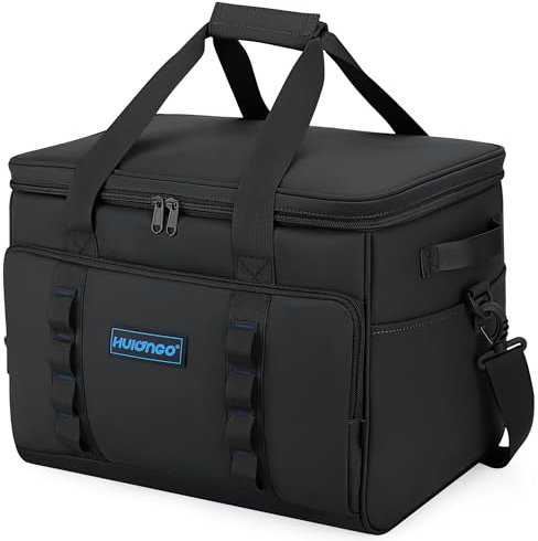 Hulongo Bolsa Nevera Grande, Plegable, Bolsa Térmica Isotérmica Aislada Impermeable a Prueba de Fugas para Picnic, Viajes, Camping y Compras, 30L, Negro