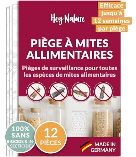 Hey Nature® Piège à Mites Alimentaires, 4 pièces, Piège Anti Mites Alimentaires sans Insecticide, Effet d'attraction Maximal pour détecter l'infestation, Piège de Surveillance Anti mite Alimentaire
