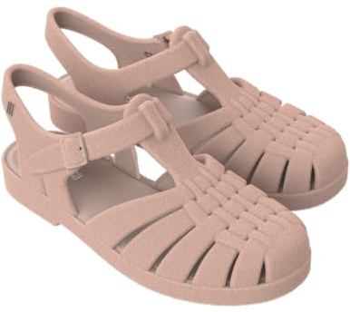 Melissa Possession Jelly Sandal for Women - The Original Jelly Shoe, Fisherman's Sandal with Adjustable Strap and Side Buckle, Light Pink Flocked, 7 UK