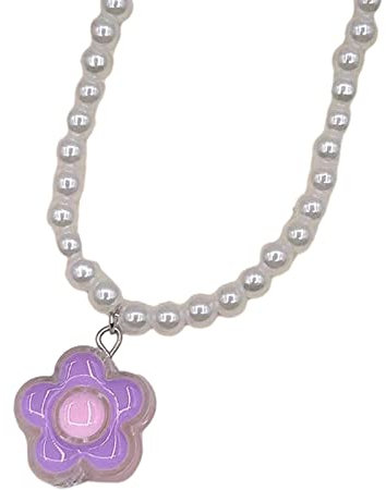 XANHOY Egirl Schmuck Coole Blume Anhänger Halskette Mode Imitation Perlen Choker Halskette Für Frauen Punk Zubehör