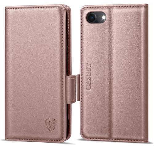 CASBST Handyhülle für iPhone 8/7/SE 2022/2020 Hülle Leder Schutzhülle Klappbar für iPhone SE 2020/2022 Flipcase mit Kartenfach Ständer Handytasche mit RFID Klapphülle für iPhone 7/8/SE Rose