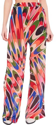 Denny Rose Pantaloni in Raso Stampato Multicolor 411DD25029 Multicolore